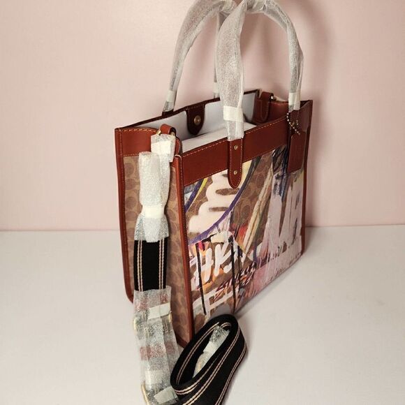 NWT CD719 Coach X Mint + Serf Field Tote In Signature Canvas Tan Rust Multi - Picture 4 of 7